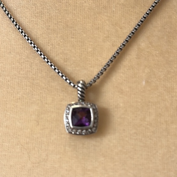 David Yurman Petite Albion Pendent Necklace with Amethyst  and Diamond SS - Picture 4 of 10